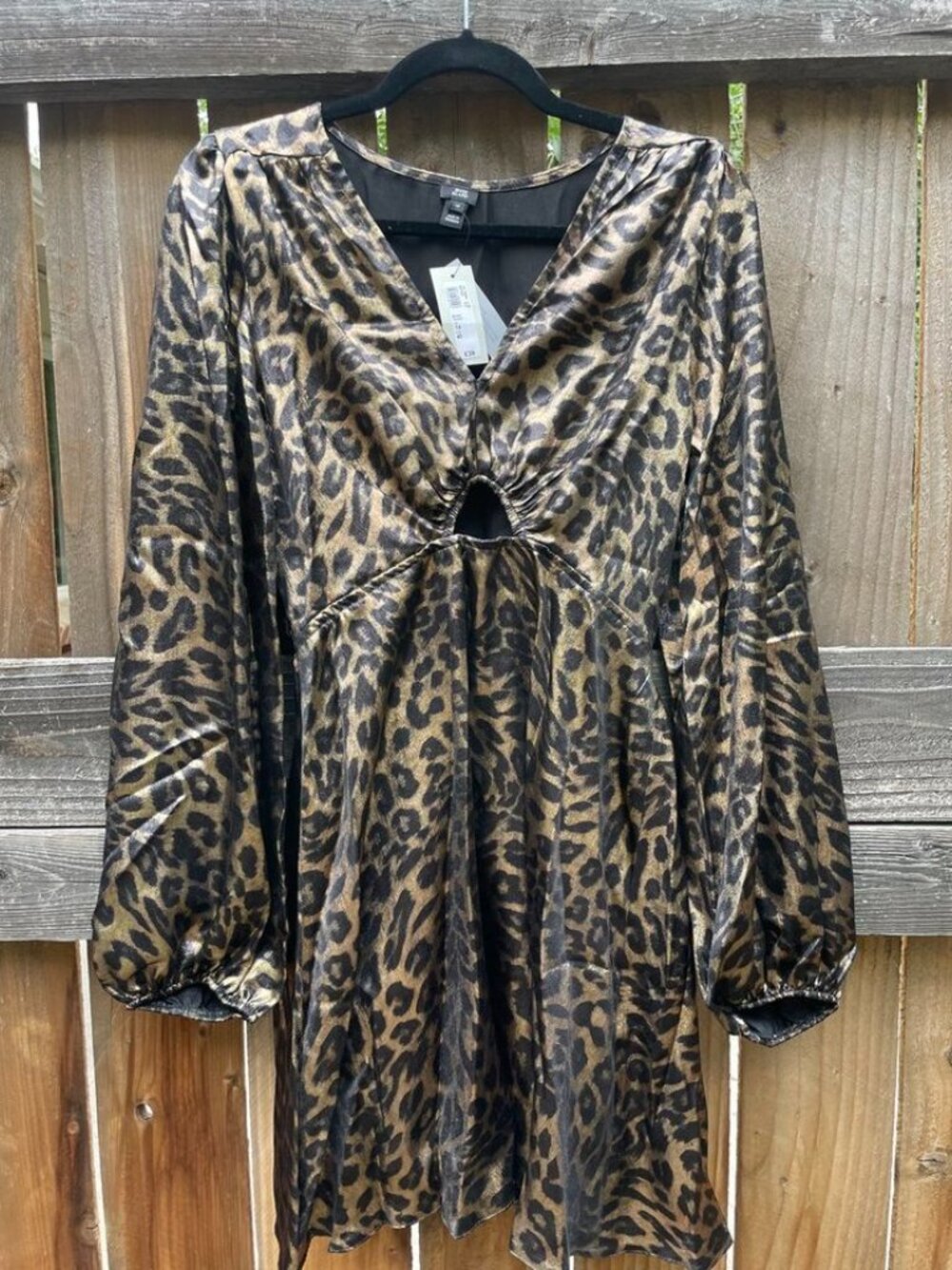 River Island NWT Bronze Leopard Print Satin Mini Dress US 10